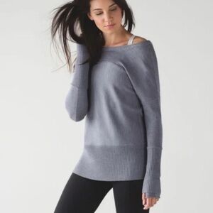 Lululemon Sattva SweaterHeathered Arctic Grey Merino‎ Wool MSRP $148